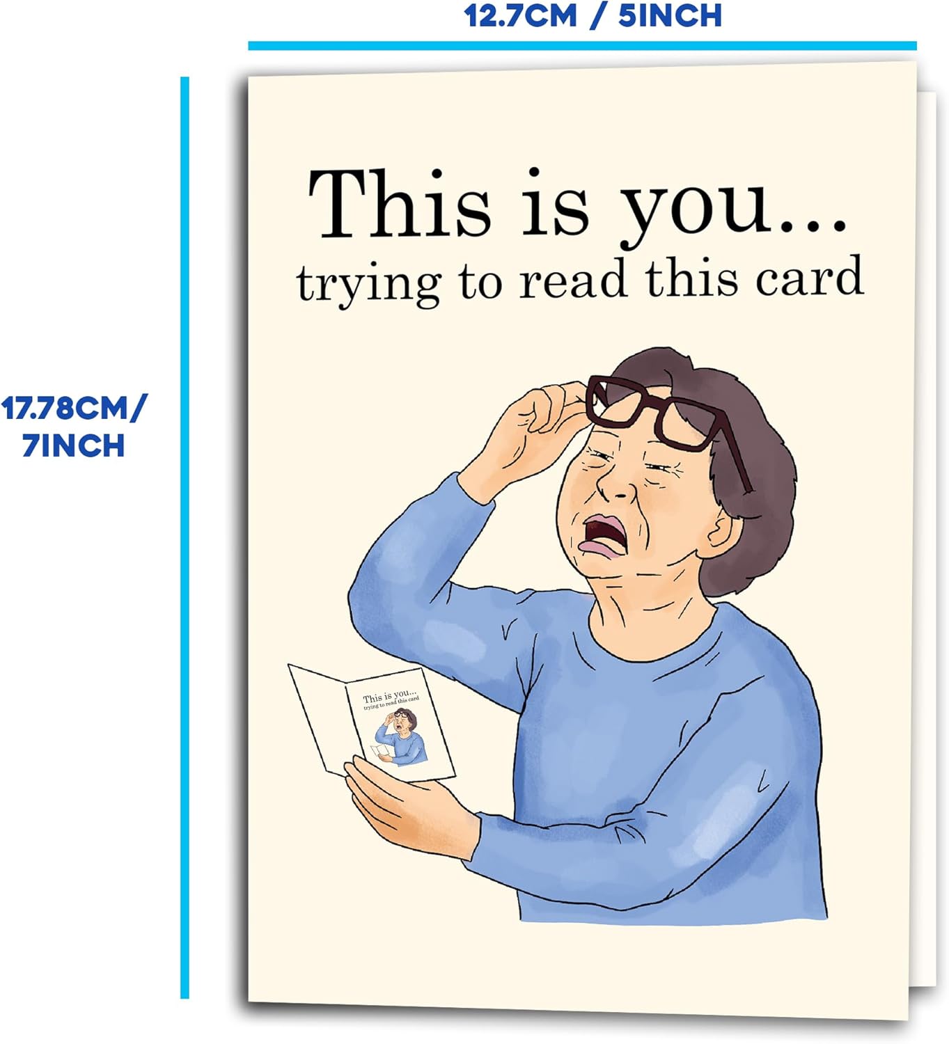 This is you trying to read this card - Funny Birthday Card – Hilarious Happy Birthday Cards for Men, Women, Dad, Mom, Brother, Sister, Friends & Family – Unique Greeting Card for Birthday Gifts & Party Decorations