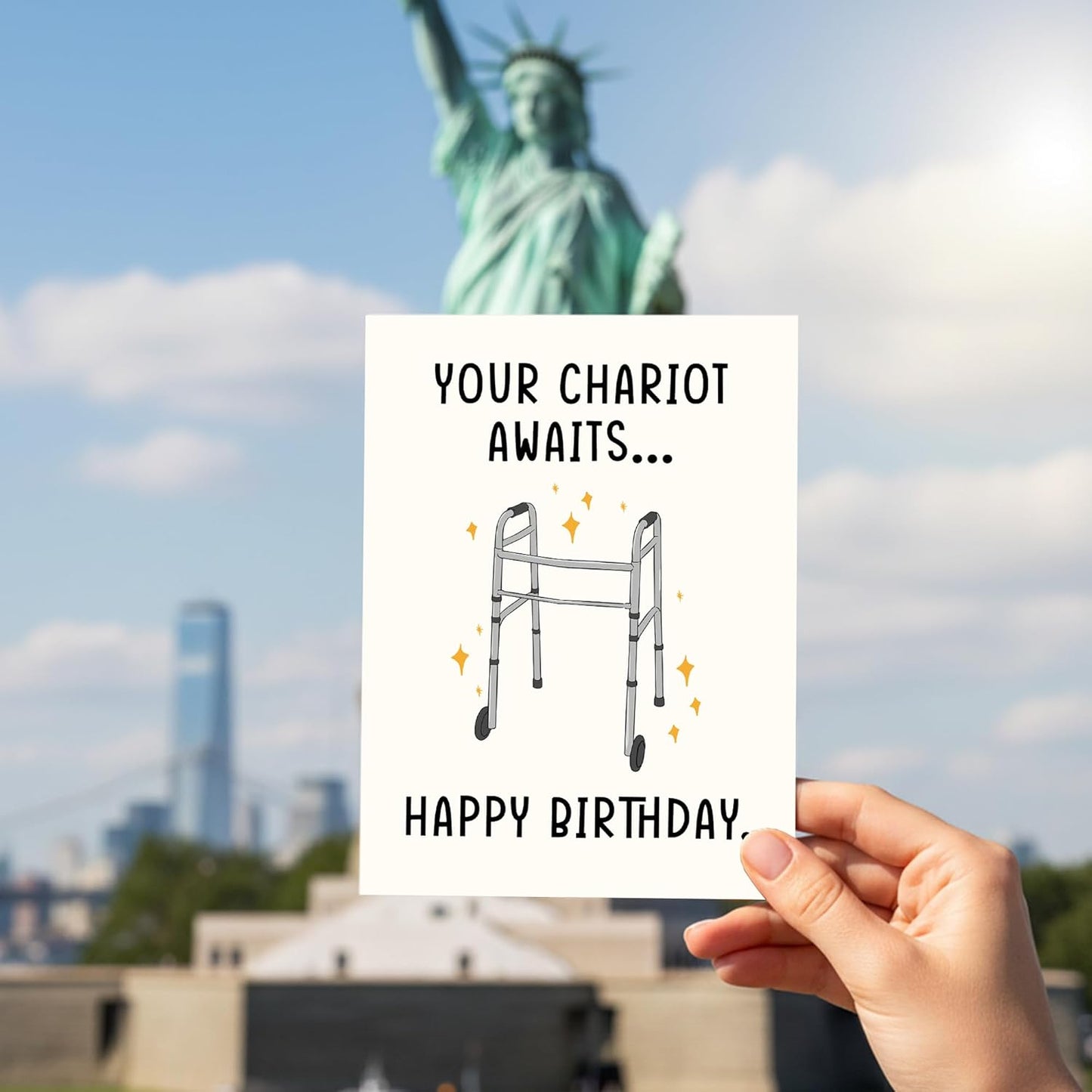 Your chariot awaits - Funny Birthday Card – Hilarious Happy Birthday Cards for Men, Women, Dad, Mom, Brother, Sister, Friends & Family – Unique Greeting Card for Birthday Gifts & Party Decorations
