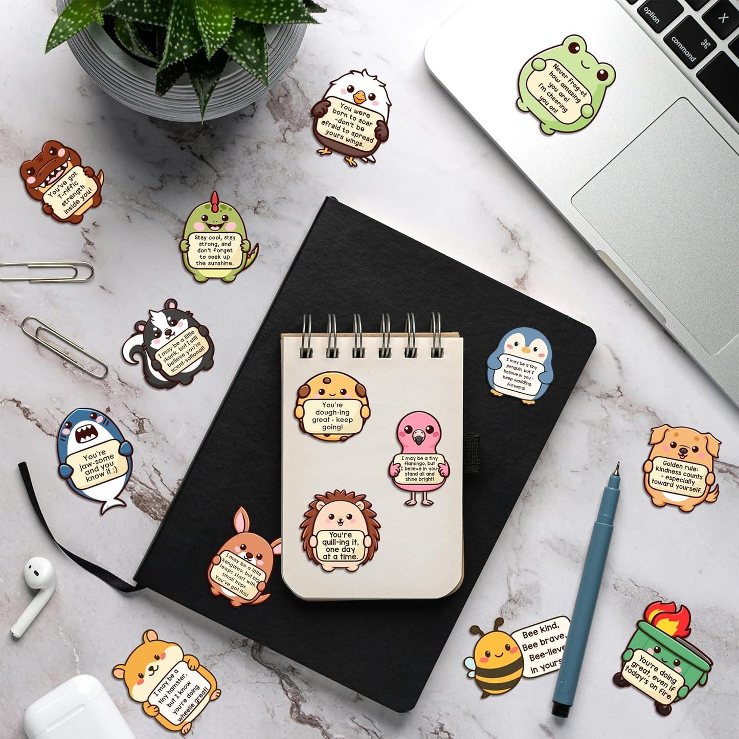 120PCS Holographic Emotional Support Affirmation Sticker Pack Tiny Cheer Squad for Adults or Kids Cute Inspirational Emotional Buddies for Water Bottles, Laptops, Phones, Positive Quote Vinyl