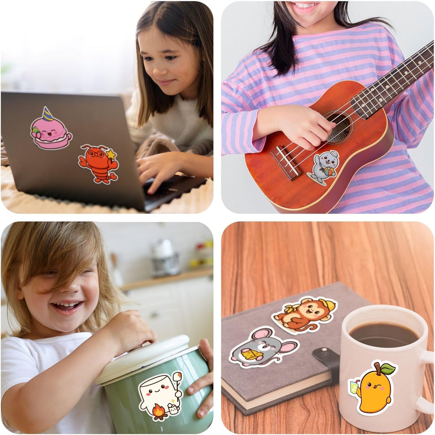 Puraesla Pocket Pals 308PCS Emotional Support Animal Stickers, Cute Positive Affirmation Waterproof Vinyl Decals for Kids Water Bottles, School Rewards, Scrapbooking, Party Favor Stickers