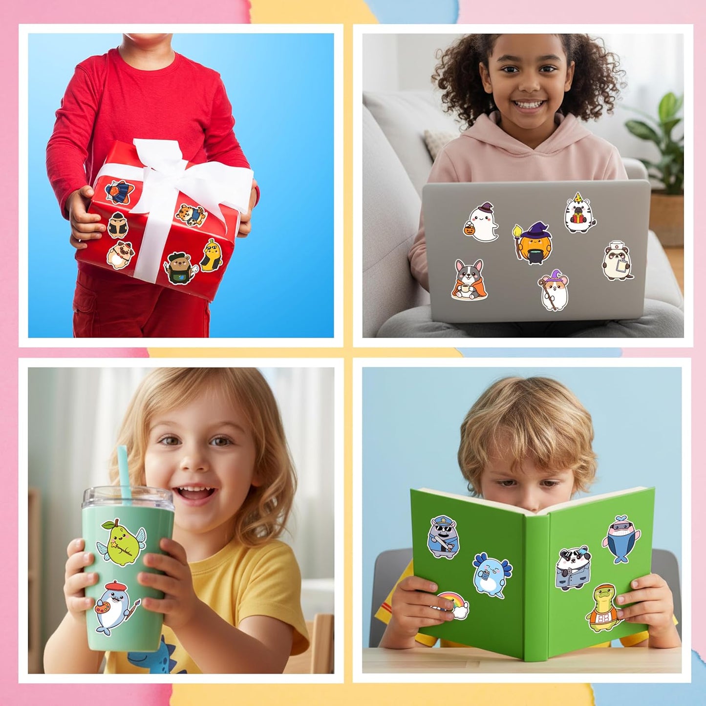 156/308 Pcs Animal Stickers for Kids - Emotional Support Animal Water Bottle Stickers Waterproof Vinyl ASticker Self Adhesive Pet Reward Sticker for Baby Teacher Classroom Back to School Party Fvors