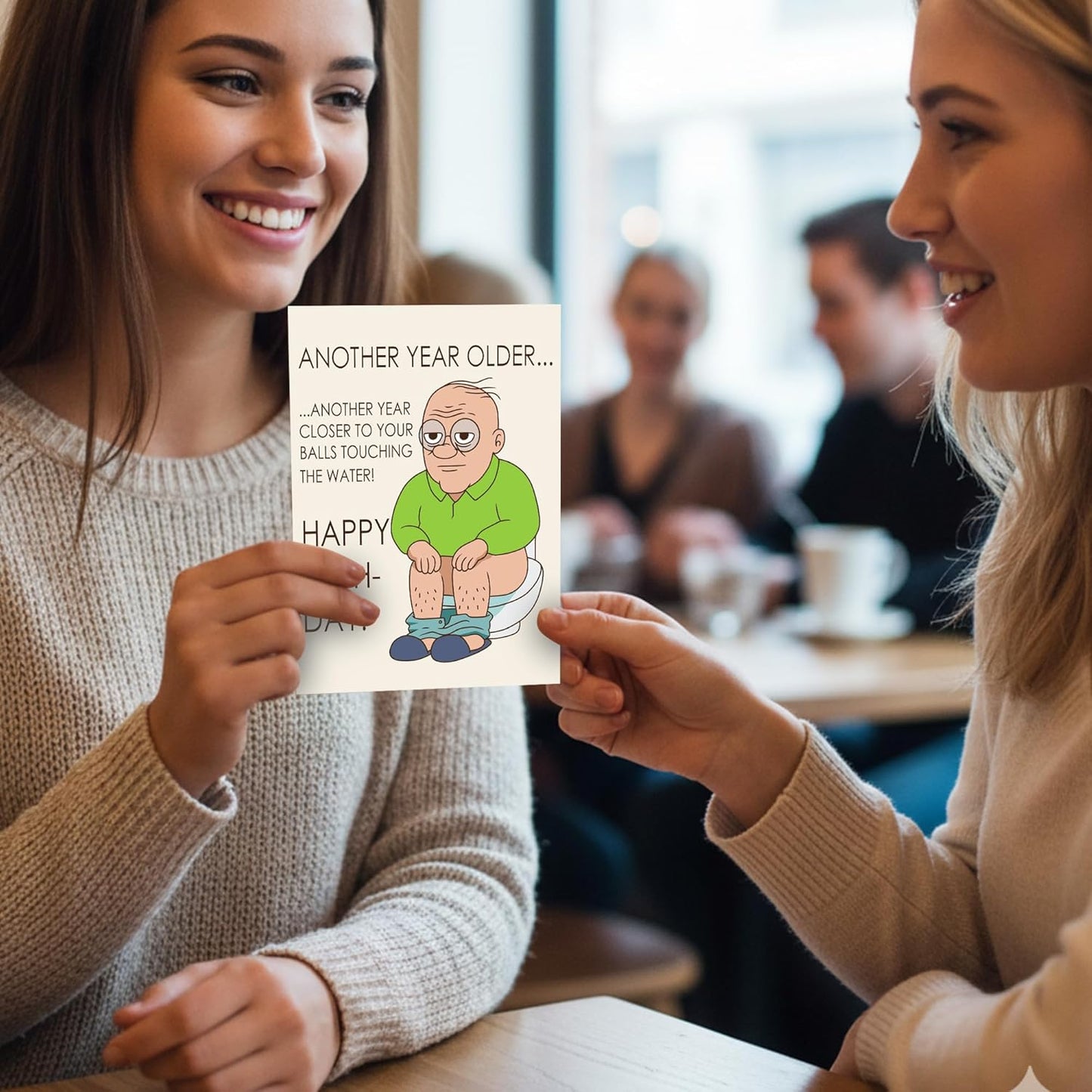 Another year older...Another year closer to your balls touching the water - Funny Birthday Card – Hilarious Happy Birthday Cards for Men, Women, Dad, Mom, Brother, Sister, Friends & Family – Unique Greeting Card for Birthday Gifts & Party Decorations