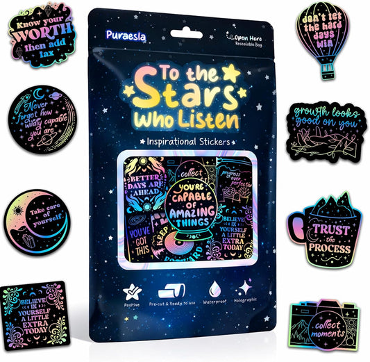 To the Stars Who Listen – Lumina Series Holographic Affirmation Stickers (100pcs)
