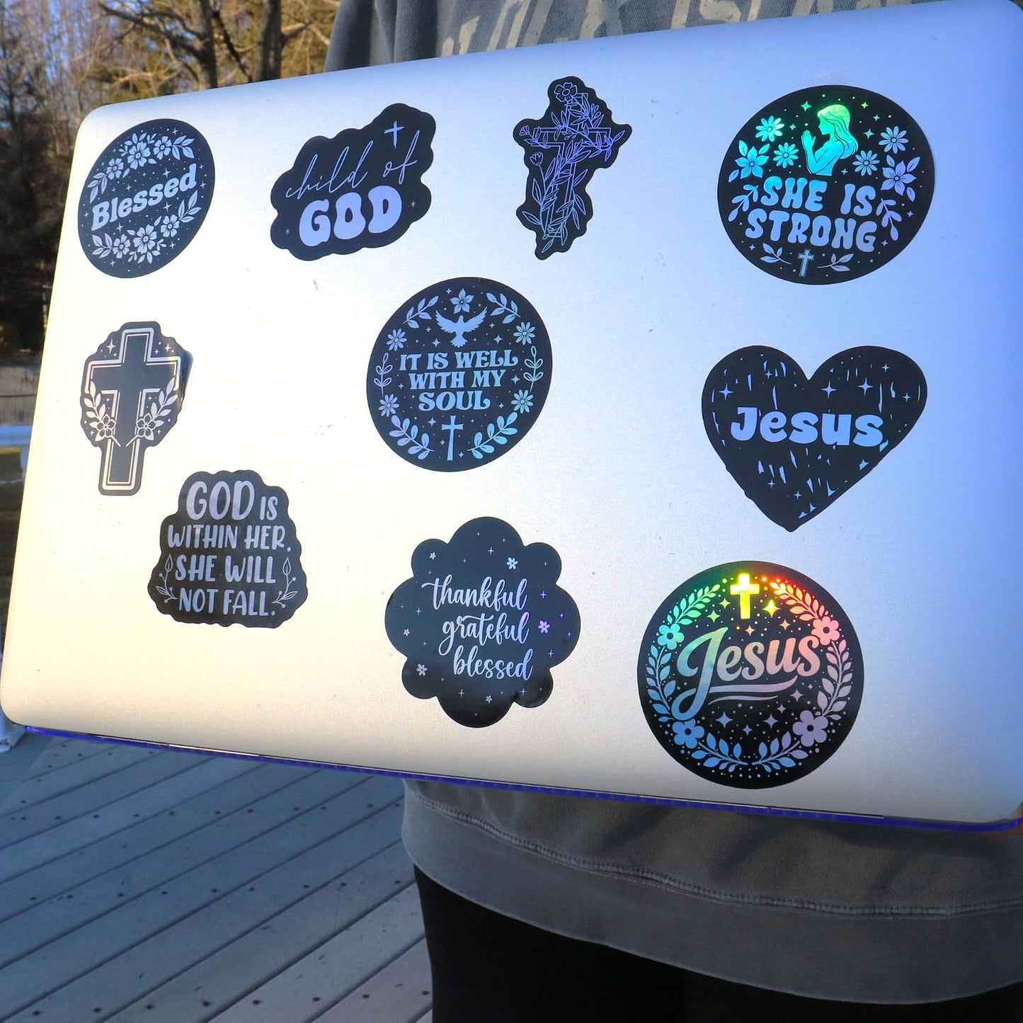 100 PCS Holographic Christian Stickers for Women, Kids, Let's Faith It By Puraesla - Lumina Series - Scripture Religious, Jesus Bible Verse for Journaling & Decor Laptop, Phone, Water Bottle