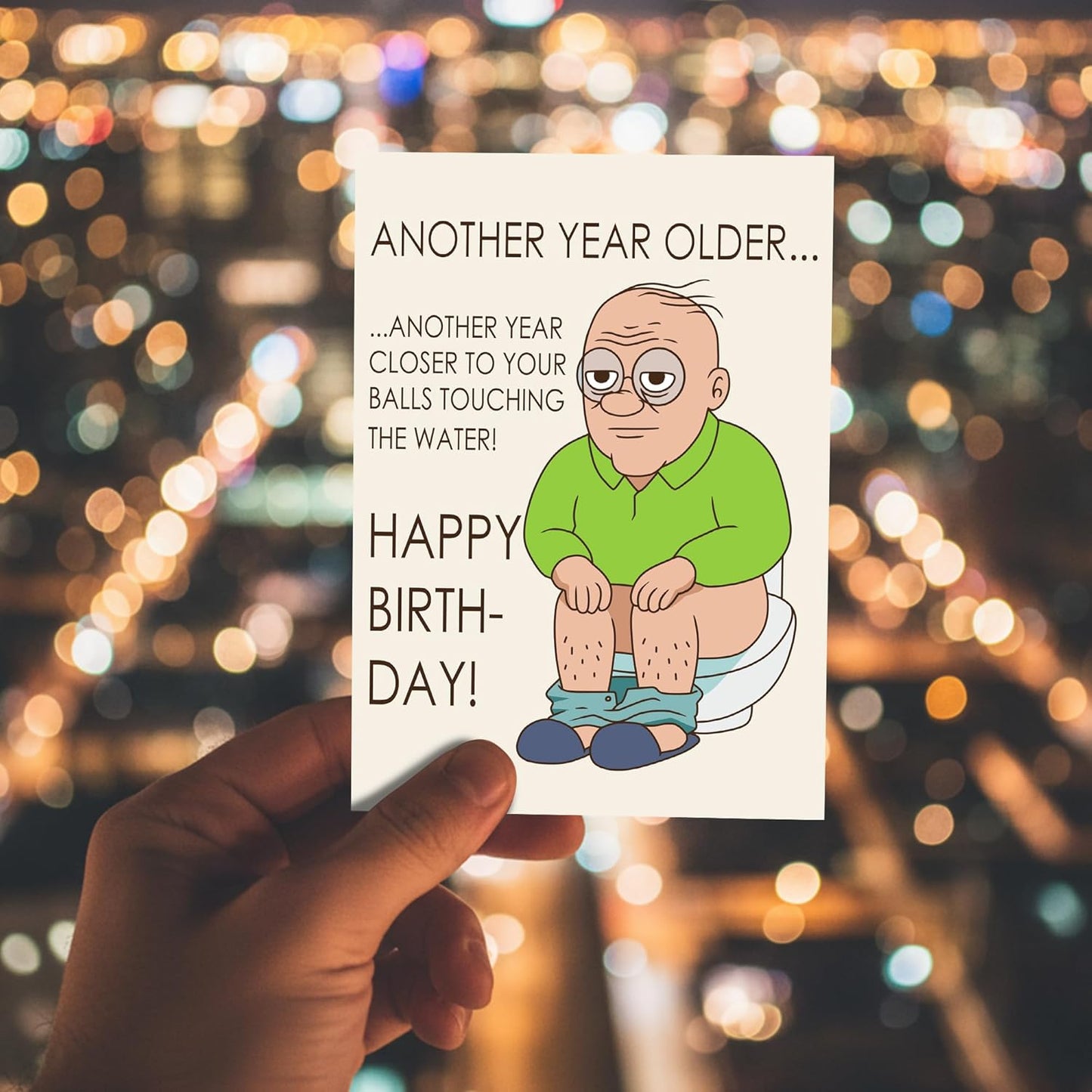 Another year older...Another year closer to your balls touching the water - Funny Birthday Card – Hilarious Happy Birthday Cards for Men, Women, Dad, Mom, Brother, Sister, Friends & Family – Unique Greeting Card for Birthday Gifts & Party Decorations