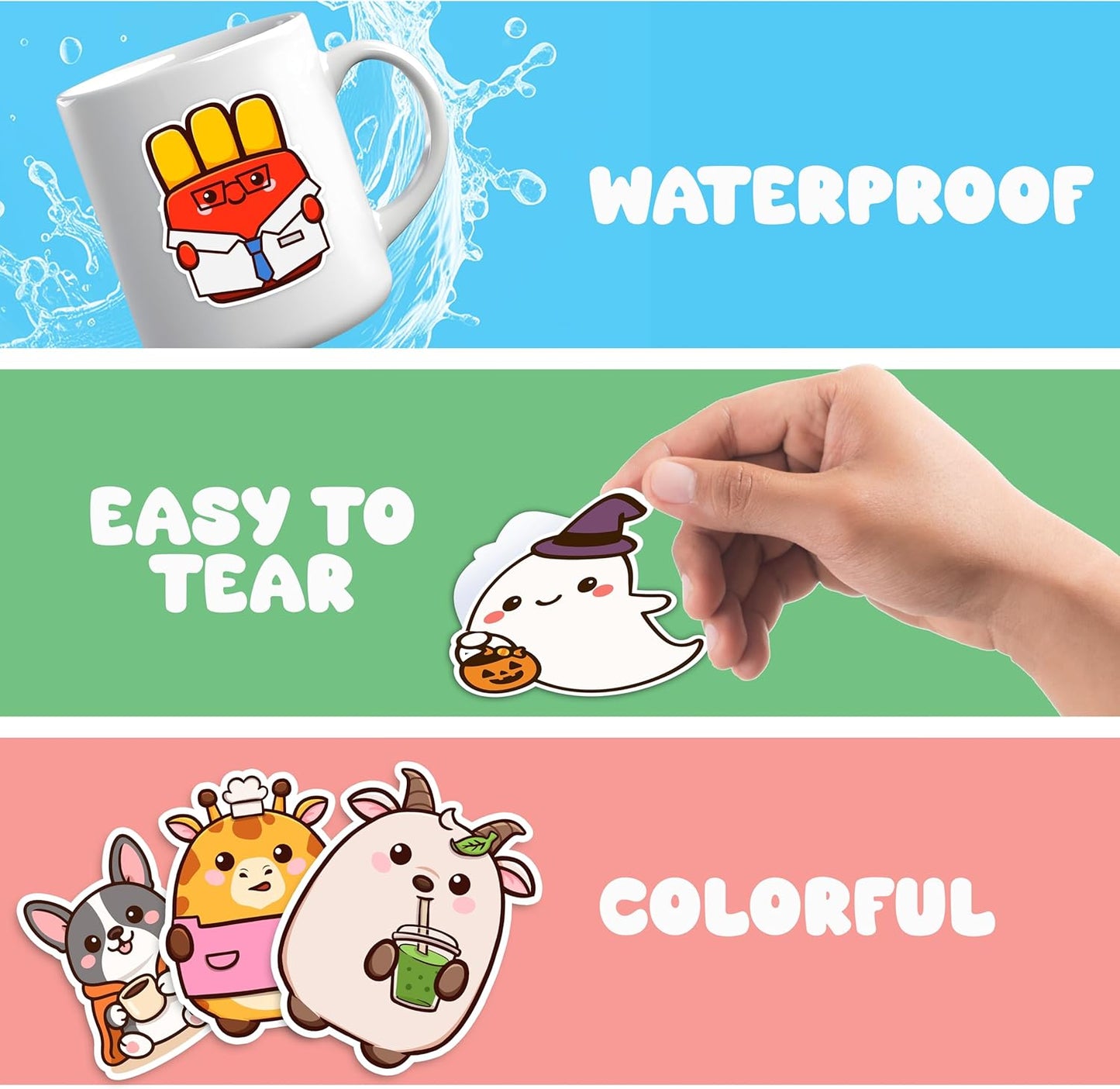 Pocket Pals by Puraesla – 156PCS Cute Animal Stickers for Kids, Waterproof Vinyl Water Bottle Stickers, Self-Adhesive Pet Reward Decals for Classroom, Baby, Party Favors