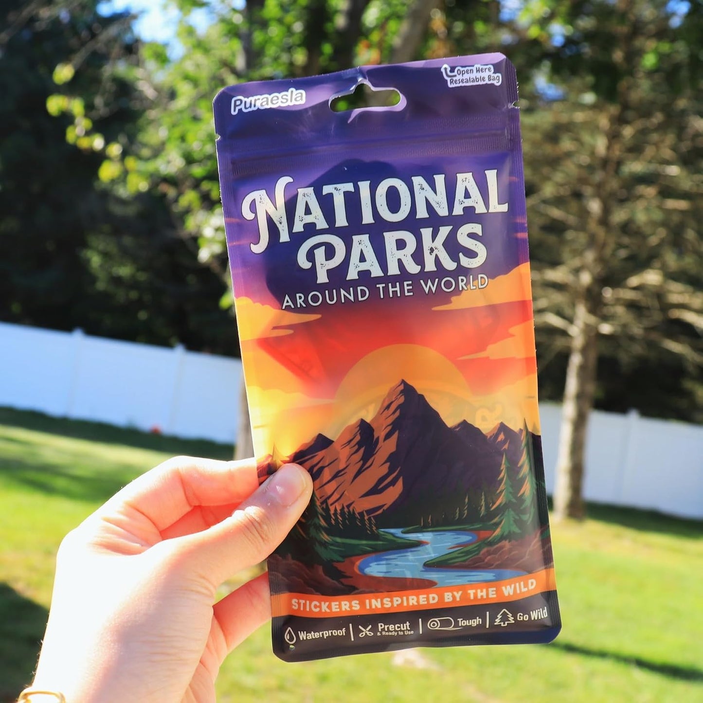 100 Pcs National Parks Around The World Sticker Pack, Outdoor Nature Camping Hiking Inspired Waterproof Decals for Water Bottles Laptop Car