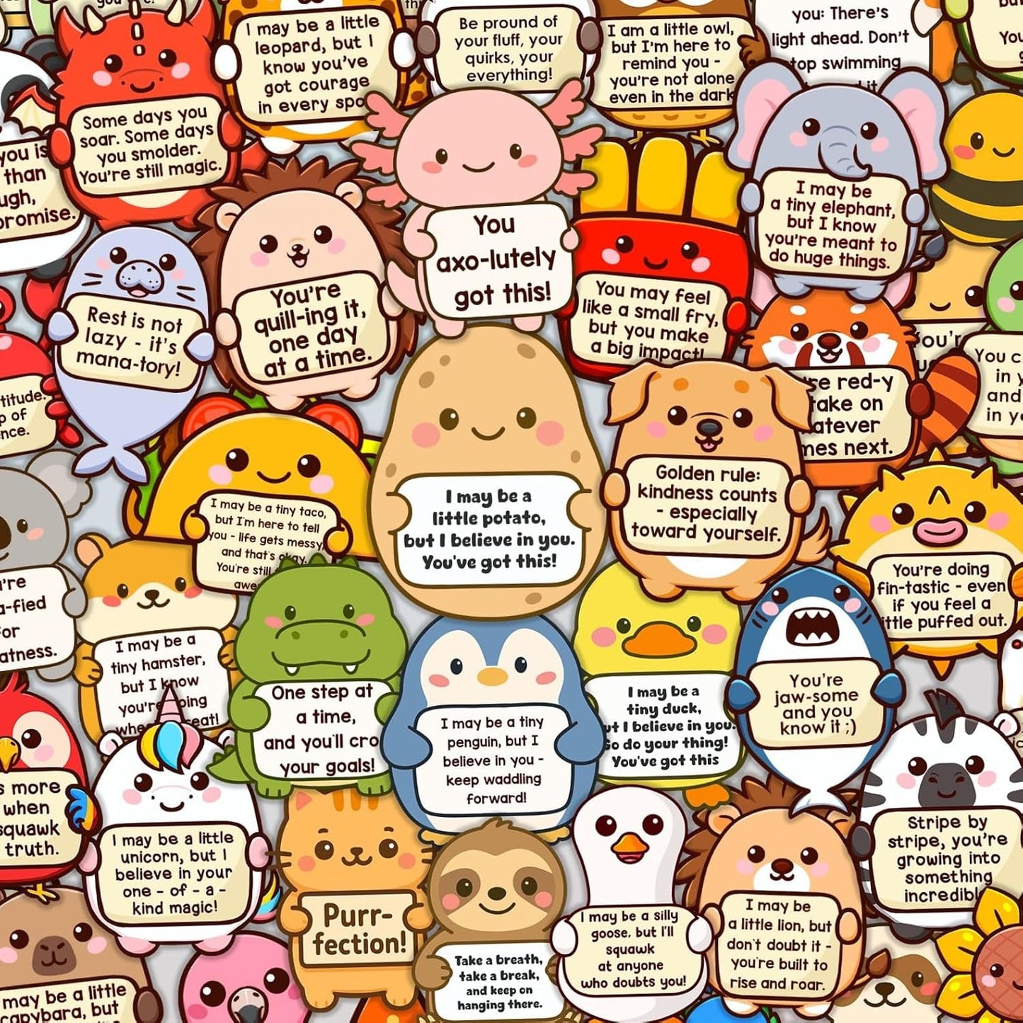 120PCS Holographic Emotional Support Affirmation Sticker Pack Tiny Cheer Squad for Adults or Kids Cute Inspirational Emotional Buddies for Water Bottles, Laptops, Phones, Positive Quote Vinyl