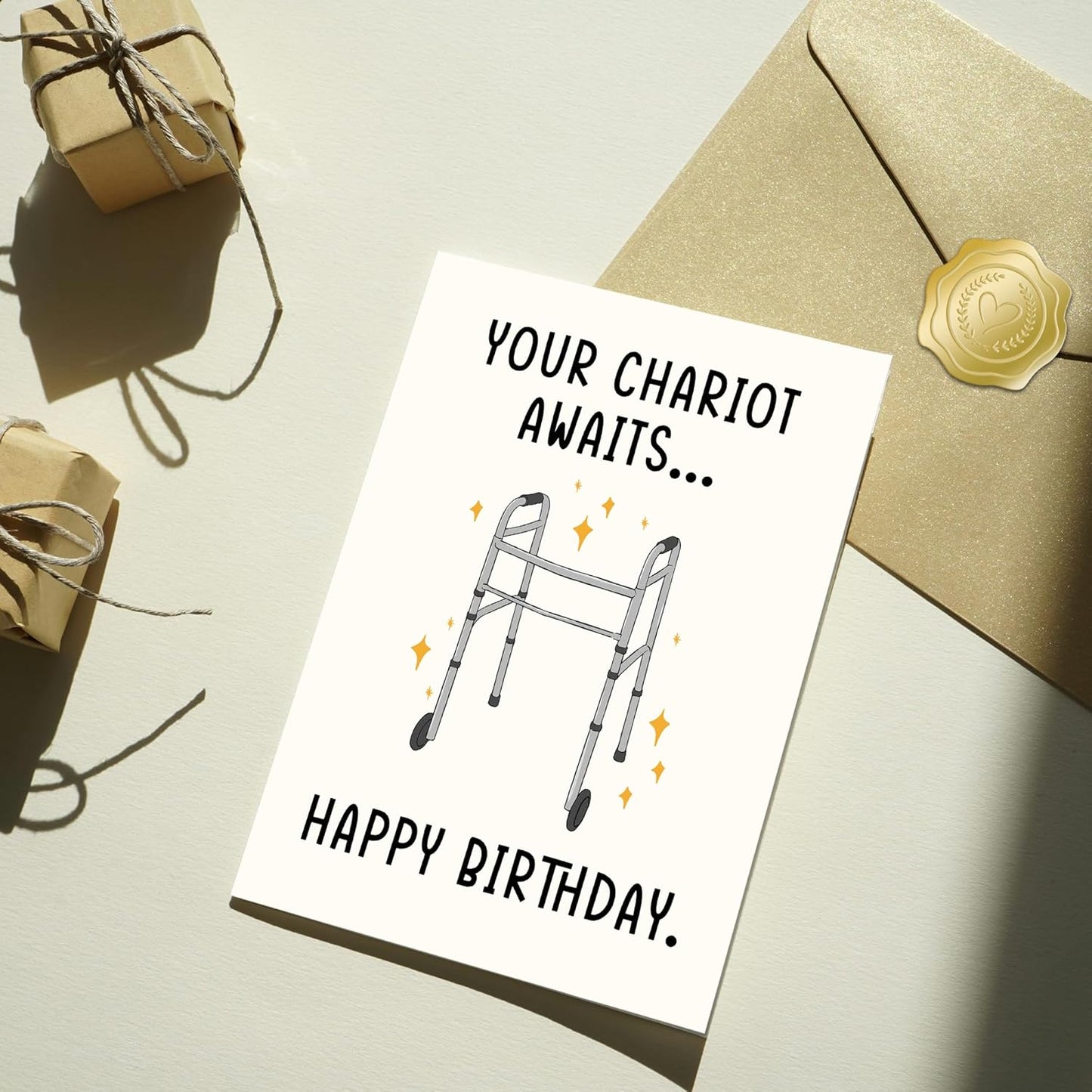 Your chariot awaits - Funny Birthday Card – Hilarious Happy Birthday Cards for Men, Women, Dad, Mom, Brother, Sister, Friends & Family – Unique Greeting Card for Birthday Gifts & Party Decorations