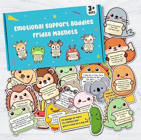 16PCS Emotional Support Animal Fridge Magnets – Uplifting Affirmation Gifts for Kids, Refridgerator Cabinet Door Dishwasher for Home/Office Decoration, Children