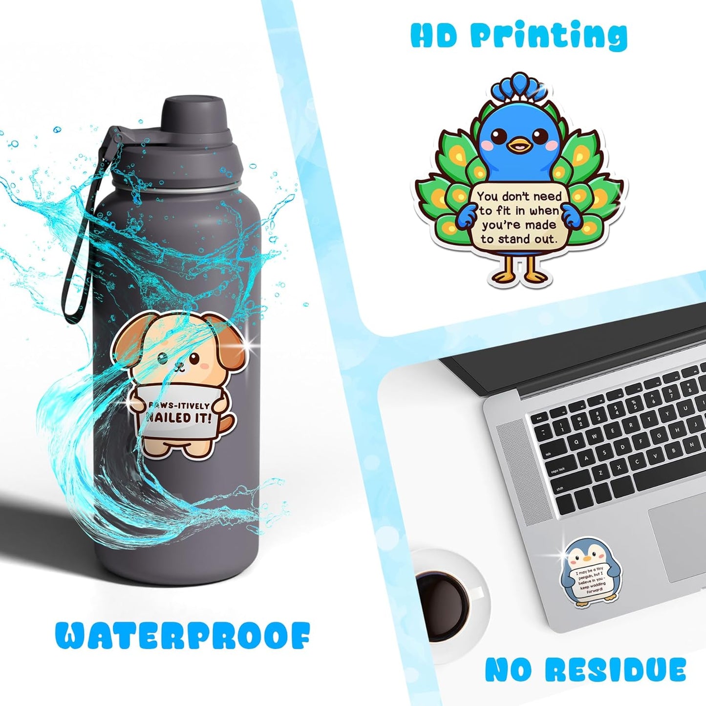 120PCS Holographic Emotional Support Affirmation Sticker Pack Tiny Cheer Squad for Adults or Kids Cute Inspirational Emotional Buddies for Water Bottles, Laptops, Phones, Positive Quote Vinyl