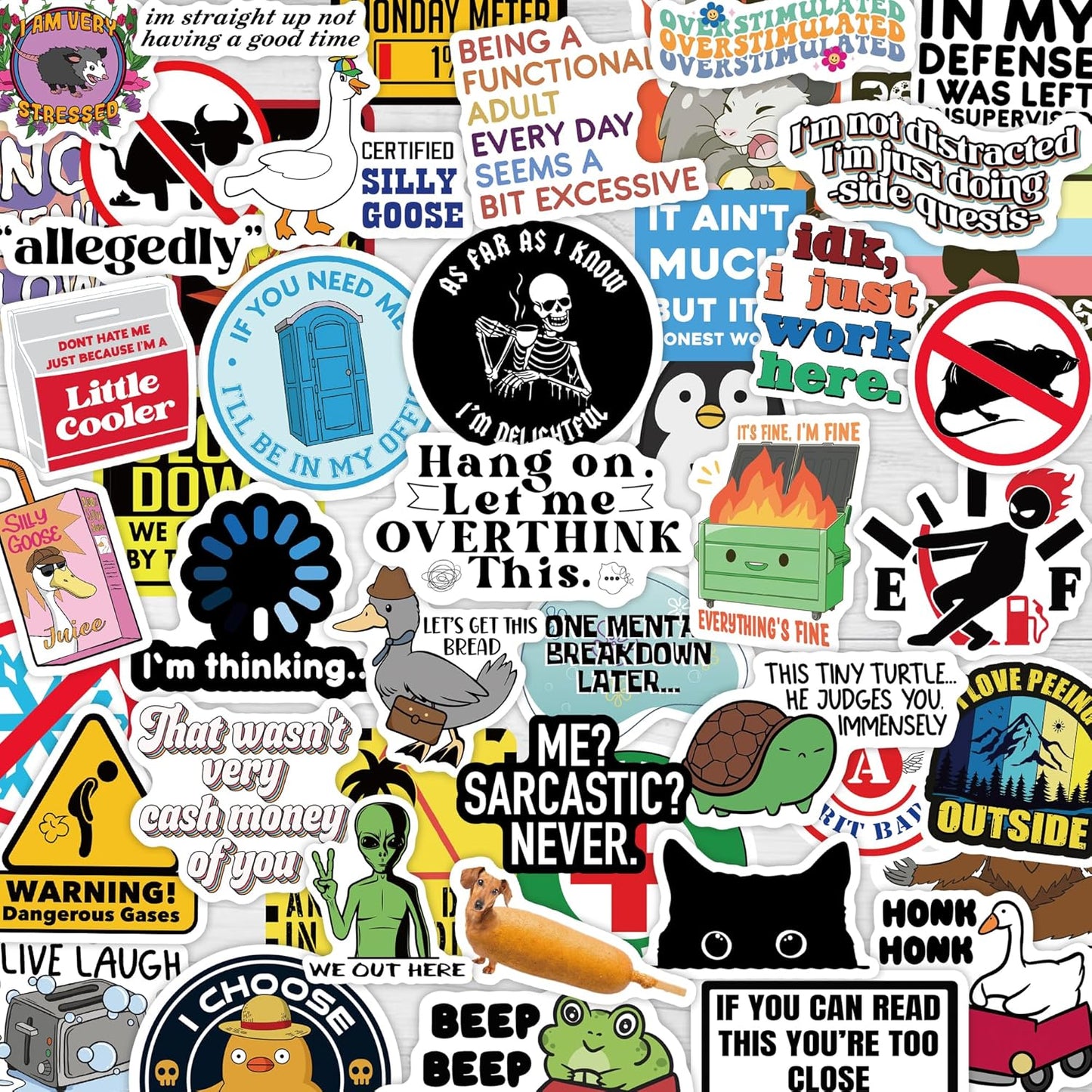 200 Adult Humor Meme Stickers – Waterproof Vinyl Decals for Water Bottles, Laptops & Hard Hats