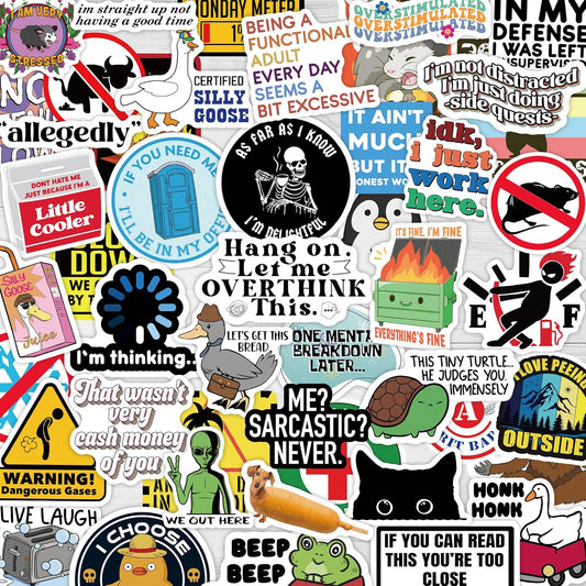 200 Adult Humor Meme Stickers – Waterproof Vinyl Decals for Water Bottles, Laptops & Hard Hats