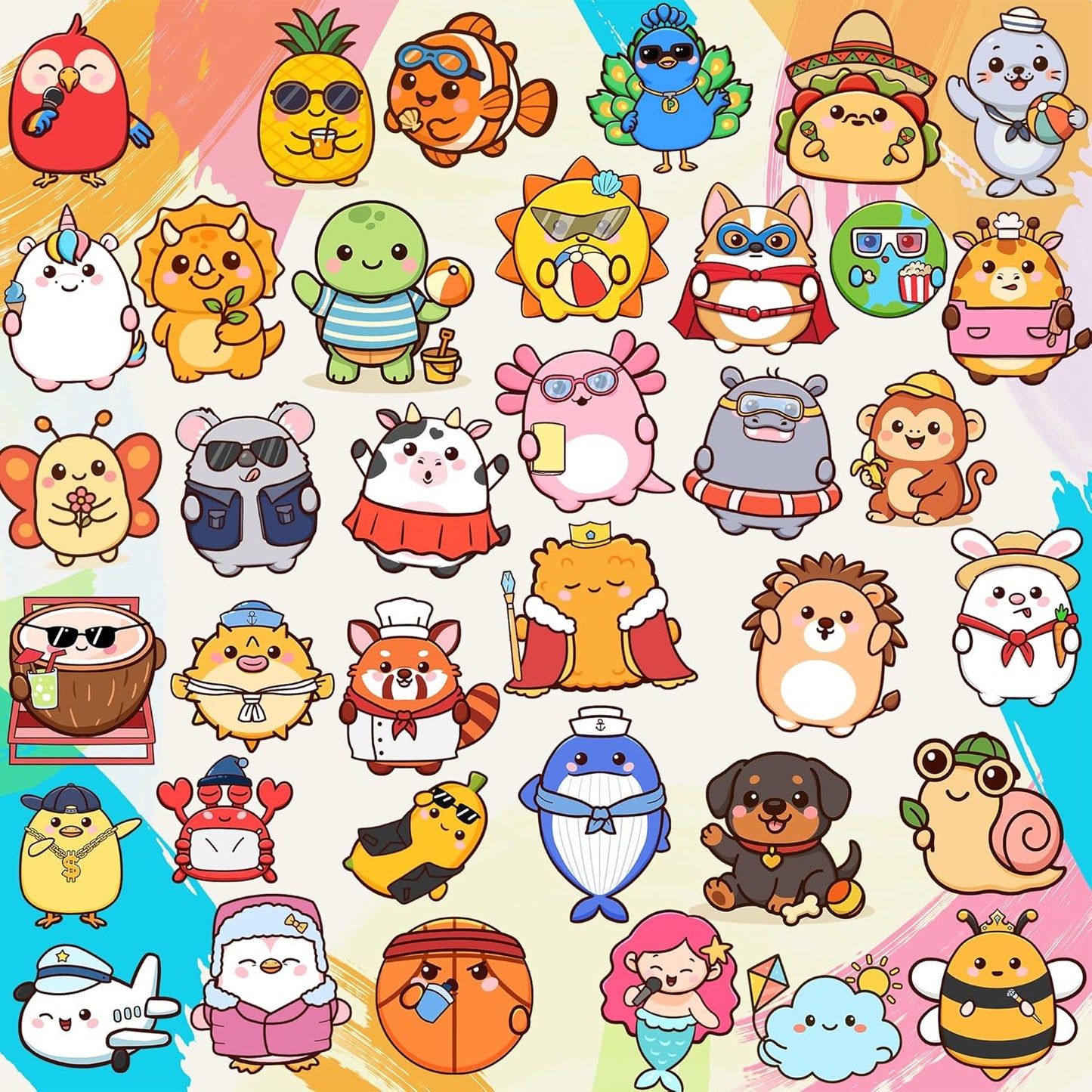 Pocket Pals by Puraesla – 156PCS Cute Animal Stickers for Kids, Waterproof Vinyl Water Bottle Stickers, Self-Adhesive Pet Reward Decals for Classroom, Baby, Party Favors