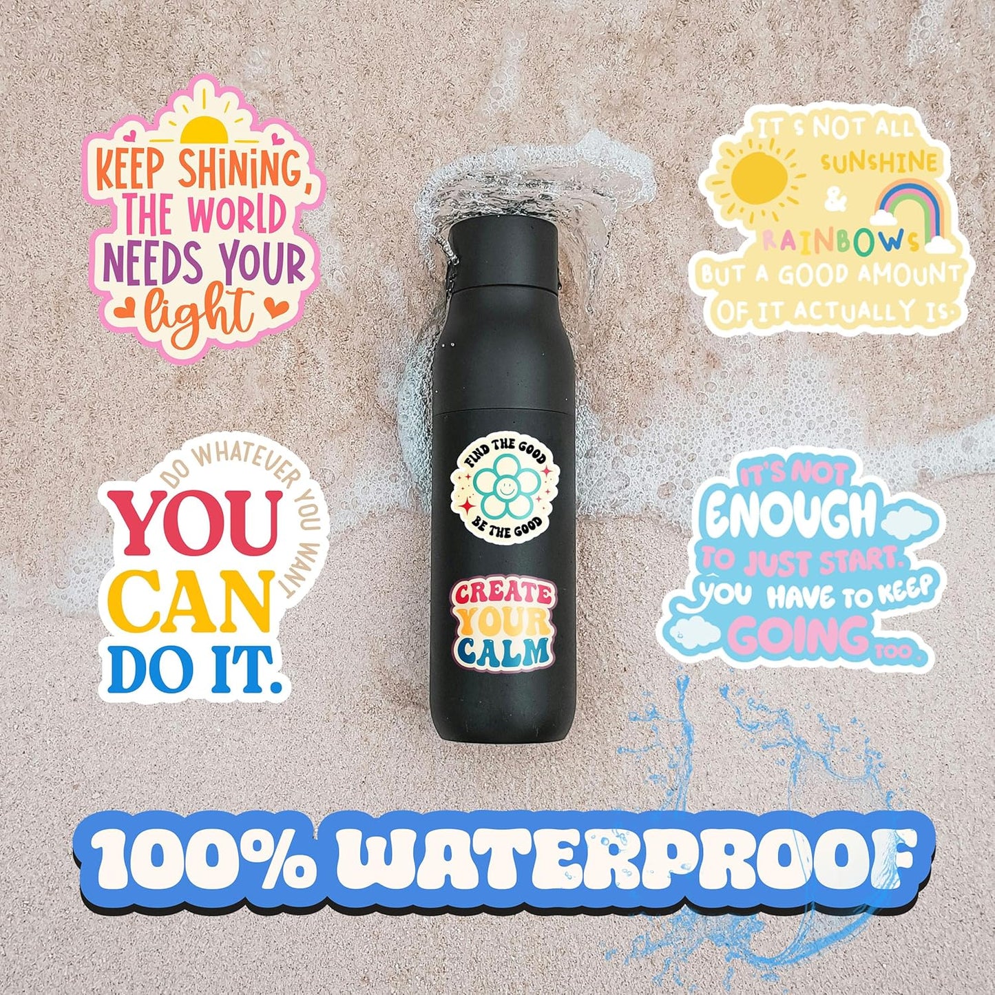 300Pcs Holographic Motivational Stickers Positive for Kids, Affirmation Sticker Pack for Water Bottles, Journalds, Notebooks, Scrapbook Vision Board Daily Positivity Quote for self Care