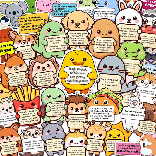 50PCS Emotional Support Animal Stickers – Affirmation Sticker Pack for Adults or Kids Cute Inspirational Buddies for Water Bottles, Laptops, Phones, Positive Quote Vinyl