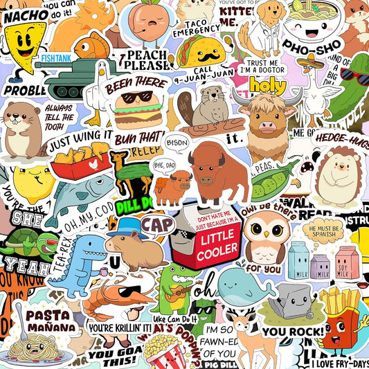 123 PCS Funny Pun Stickers for Adults, Hilarious Punny Gift for Laptop, Water Bottles, Decals for Scrapbooking Waterproof Vinyl