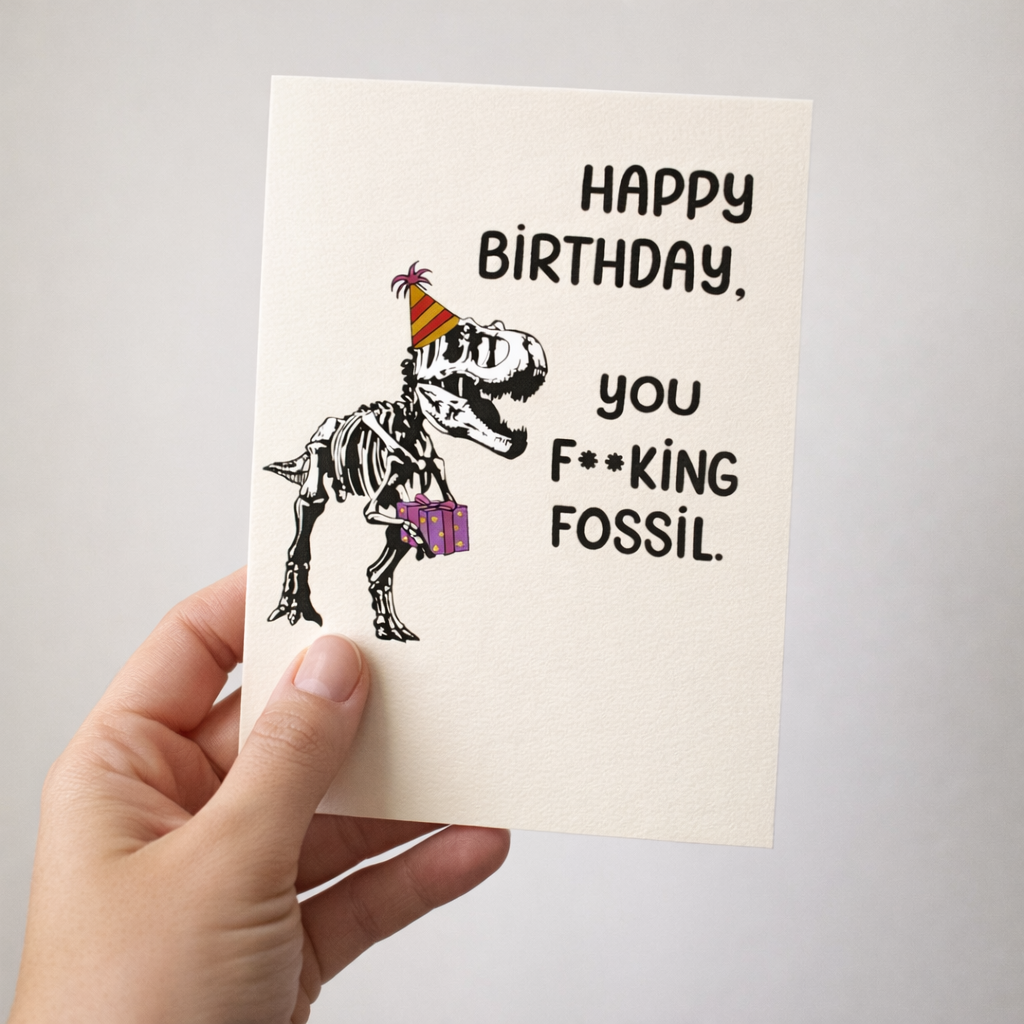 You fucking fossil- Funny Birthday Card