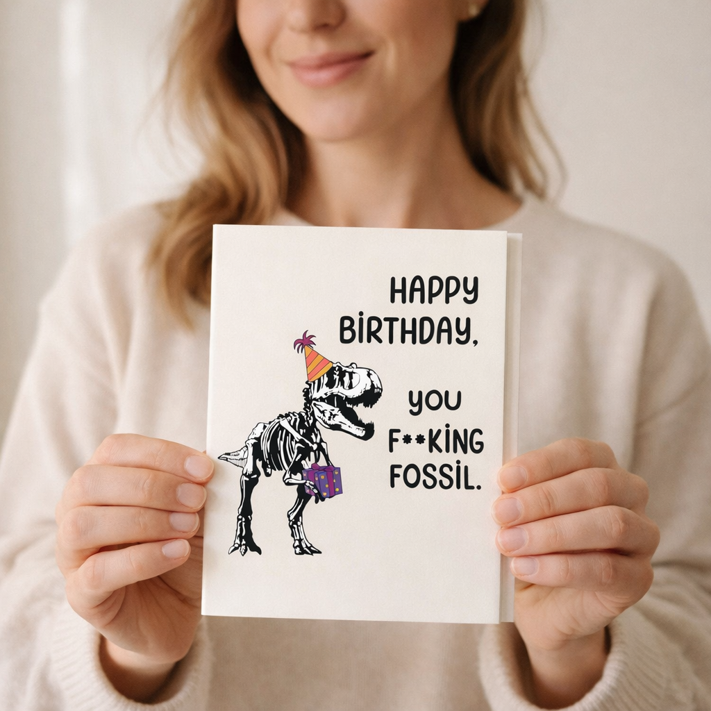 You fucking fossil- Funny Birthday Card