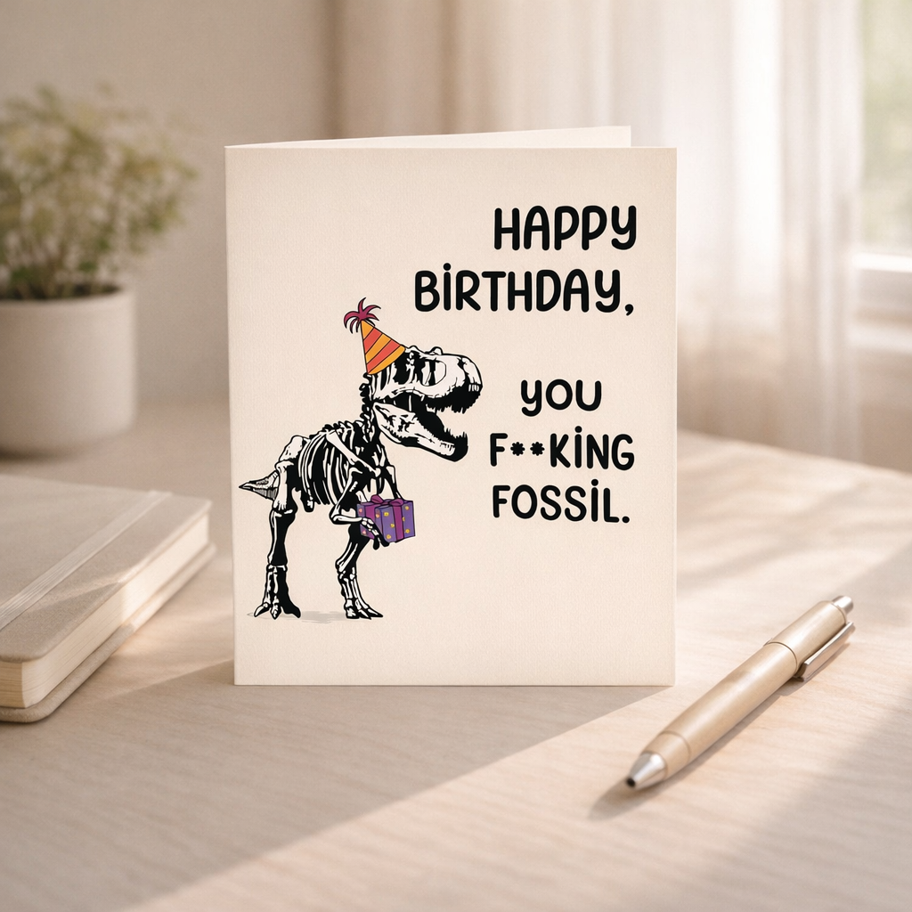 You fucking fossil- Funny Birthday Card