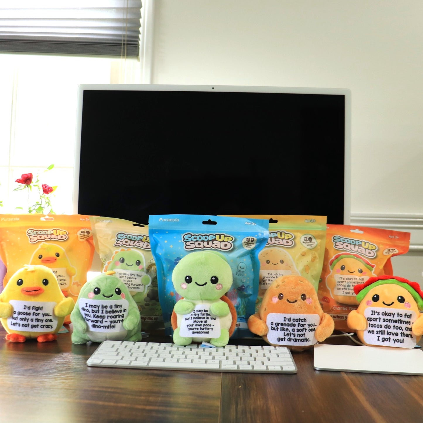 ScoopUp Squad Plush Turtle - Positive Birthday Gift for Women Men Teacher, ScoopUp Squad Uplifting Affirmation with 30 Cards, Emotional Funny Supportive Messages for Friends, Family, Coworker