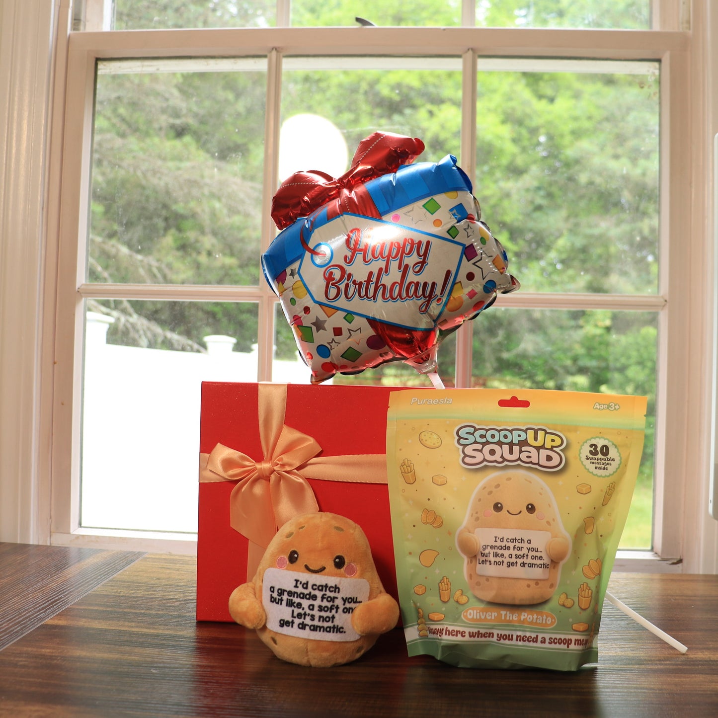 ScoopUp Squad Plush Potato - Positive Birthday Gift for Women Men Teacher, ScoopUp Squad Uplifting Affirmation with 30 Cards, Emotional Funny Supportive Messages for Friends, Family, Coworker