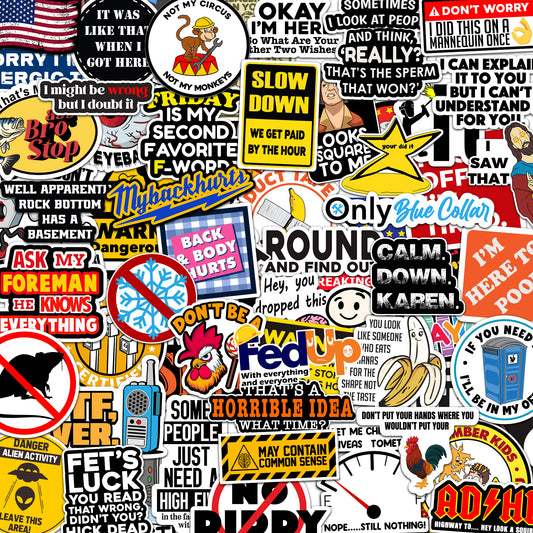 166 pcs Funny Hard Hat Stickers for Men, Adults - Waterproof Vinyl for Welding Helmet, Tool Box, Tools - Blue Collar Gifts for Men, Mechanic, Co-Workers Union