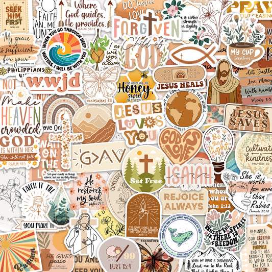160pcs Boho Christian Stickers Inspirational Bible Verse Stickers, Waterproof Vinyl Faith & Jesus Decals for Journaling Bibles Water Bottle Scrapbook Laptop Gifts for Kids